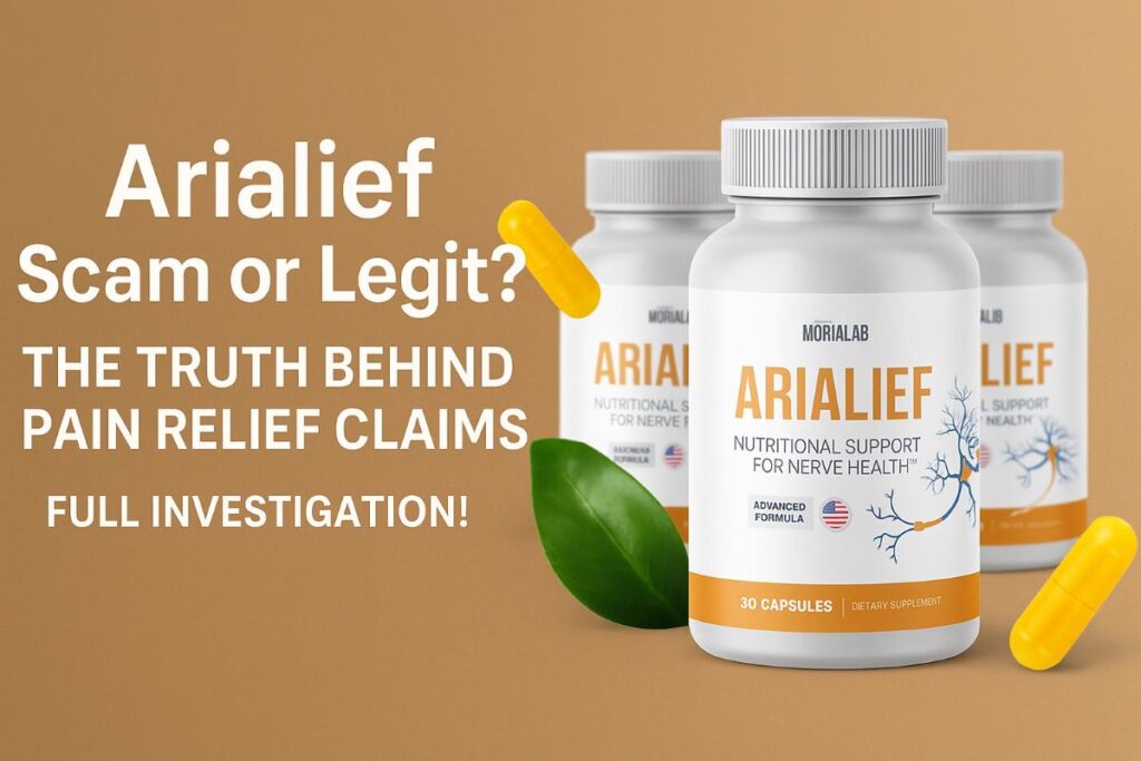 Bottle of Arialief pain relief supplement with text overlay “Scam or Legit?” – real user reviews and ingredients explained.
feature image
