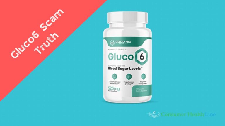 Bottle of Gluco6 blood sugar support supplement with natural ingredients, used in review discussing if Gluco6 is a scam or legit