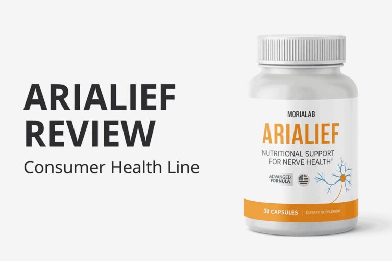Arialief reviews bottle with nerve relief highlights and trust badges