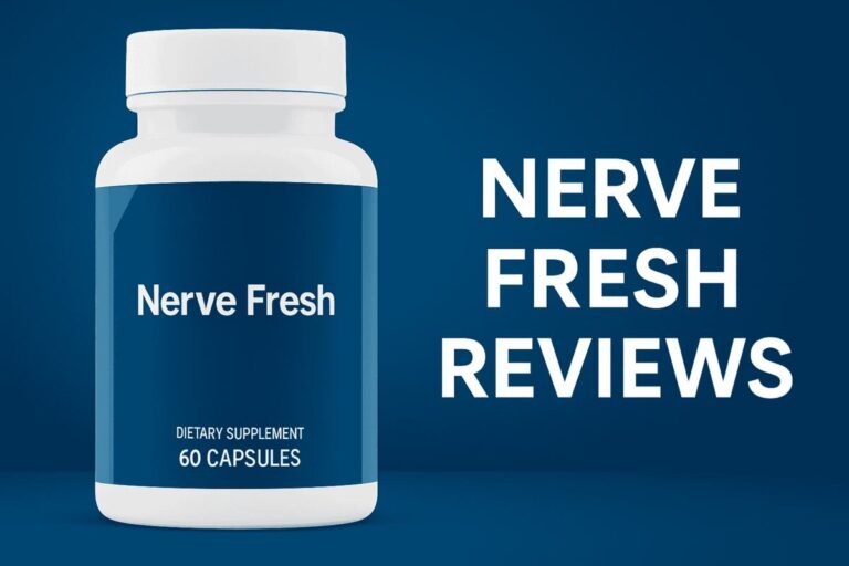 Nerve Fresh supplement bottle with headline “Nerve Fresh Reviews 2025” and calming health background