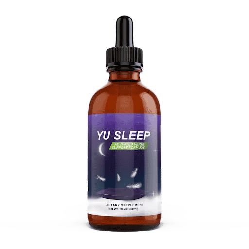 Official Yu Sleep reviews supplement bottle designed to support deep sleep and morning energy naturally