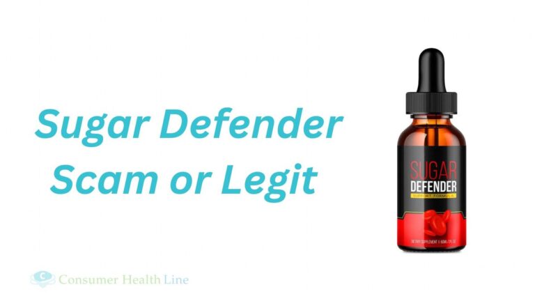 Is Sugar Defender a scam or legit? Featured image showing the Sugar Defender supplement and Consumer Health Line branding