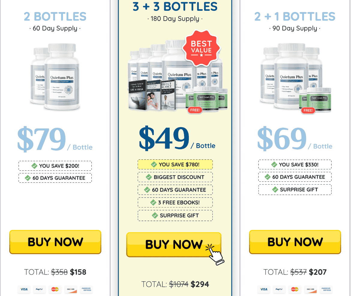 Quietum Plus Pricing Options