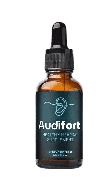 AudiFort Reviews single bottle image showing natural hearing supplement label