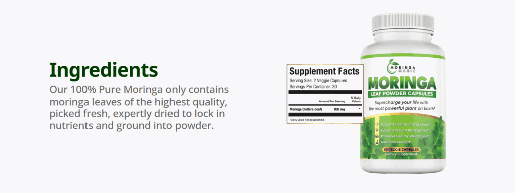 moringa magic ingredients label