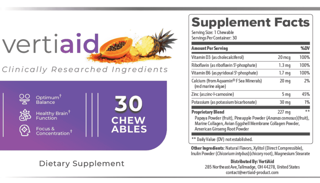 Vertiaid Supplement Fact