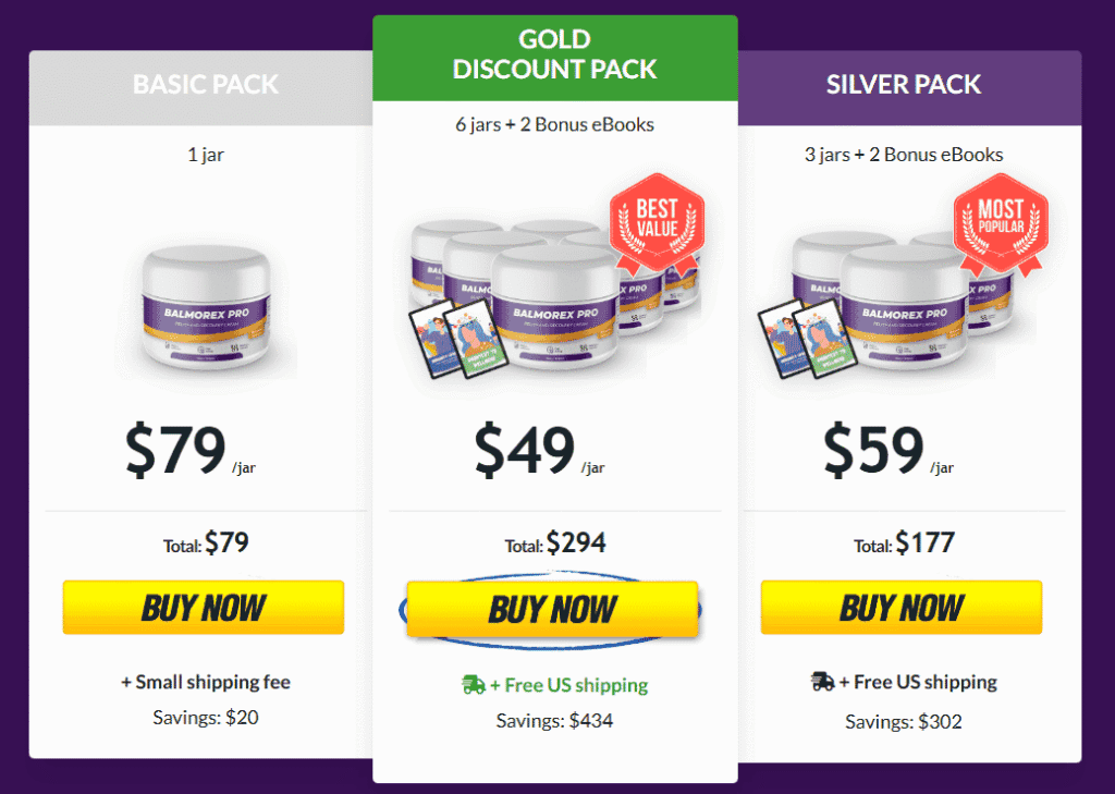 Balmorex Pricing table image