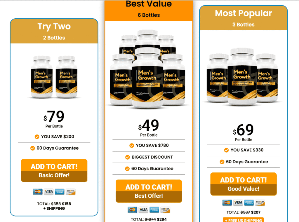 men's growth Pricing table image 