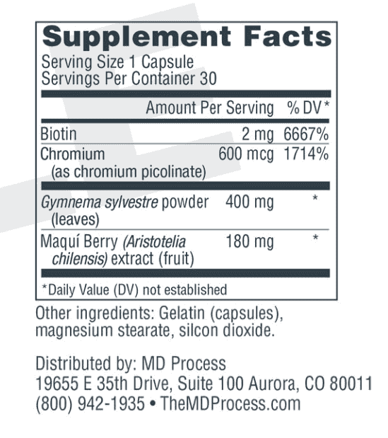 glucoberry supplement fact image