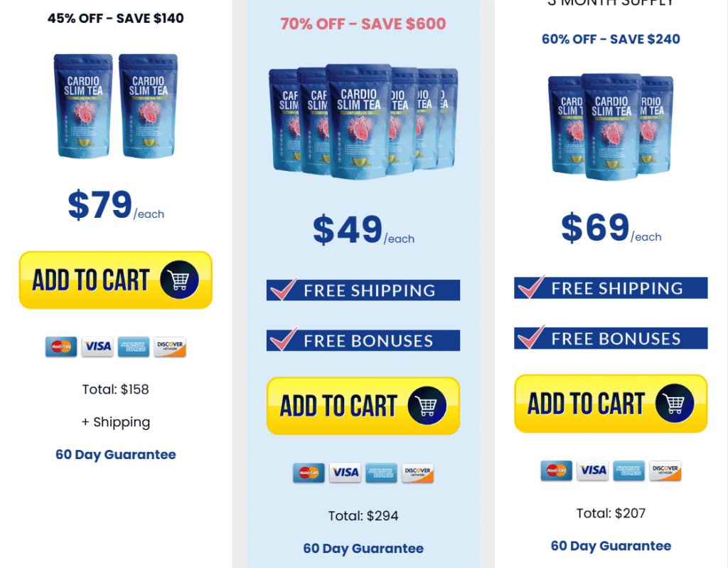 Cardio Slim Tea Pricing & Offers