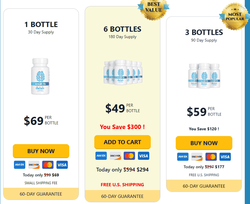 MentaLift pricing table image