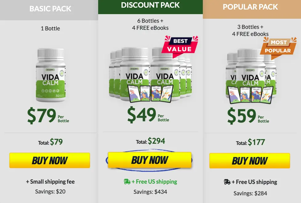 Pricing and Availability – VidaCalm